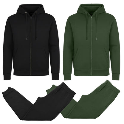 Men’s 4-Piece Fleece-Lined Full Zip Hoodie & Jogger Set – (S–3XL)