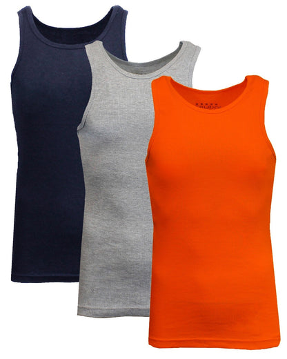 Men's 3 Pack Ribbed Tank Top Shirts Muscle Sleeveless Gym Beach Undershirt
