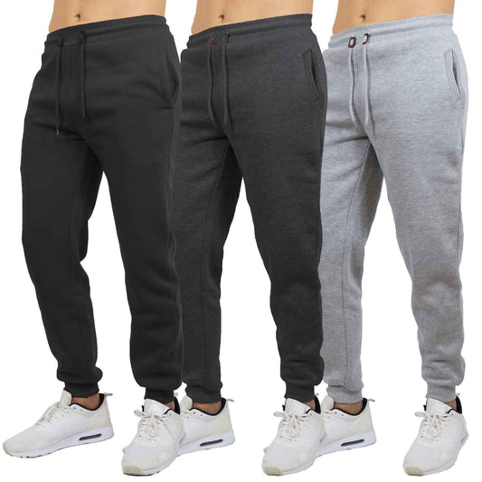 Mens Jogger Pants Sweatpants French Terry Active Gym Lounge Sleep Skinny Fit NEW
