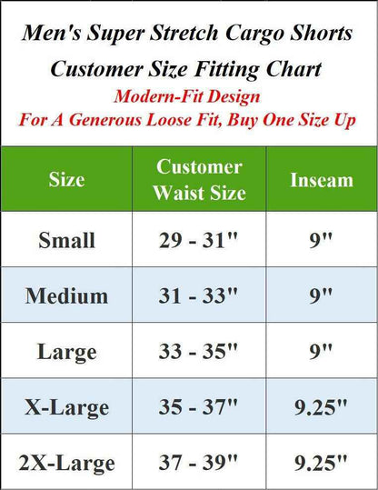 Men’s Flex Cargo Shorts with Elastic Waistband and Drawstring – Comfortable Fit