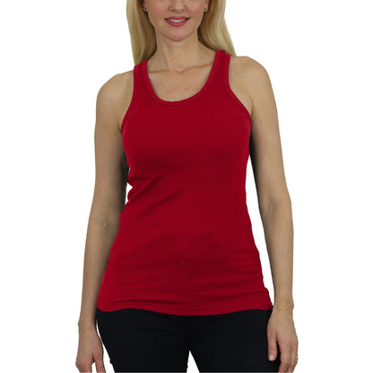 Women's Ribbed Tank Top - Soft Cotton Blend, Regular Fit, Gym & Lounge Wear