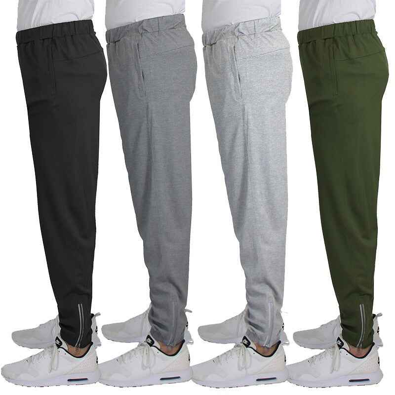 4-Pack Men’s Performance Joggers with Zipper Pockets & Reflective Trim (S-2XL)