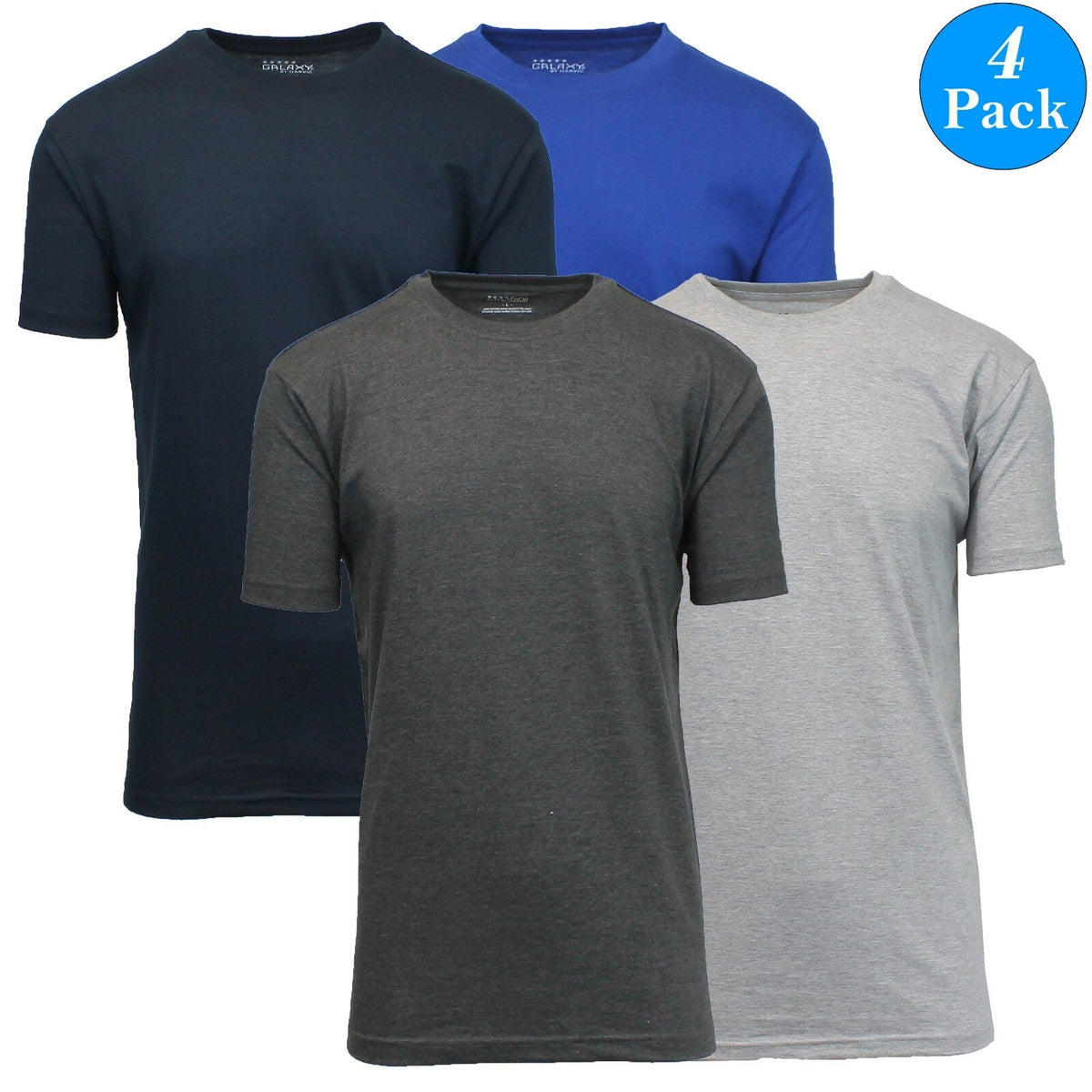 Men's Short Sleeve Brushed Cotton Regular Tee T-Shirt Summer Colors Lounge 4-Pack