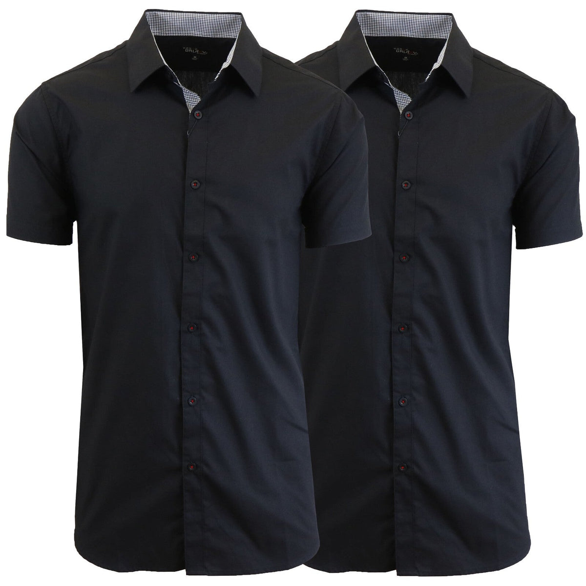 Men's Short Sleeve Dress Button Down Causal Shirt Fancy Solid Slim Fit 2 PACK NEW