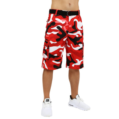 Men's Distressed Washed Cotton Cargo Shorts With Belt (Size 30-42) NEW