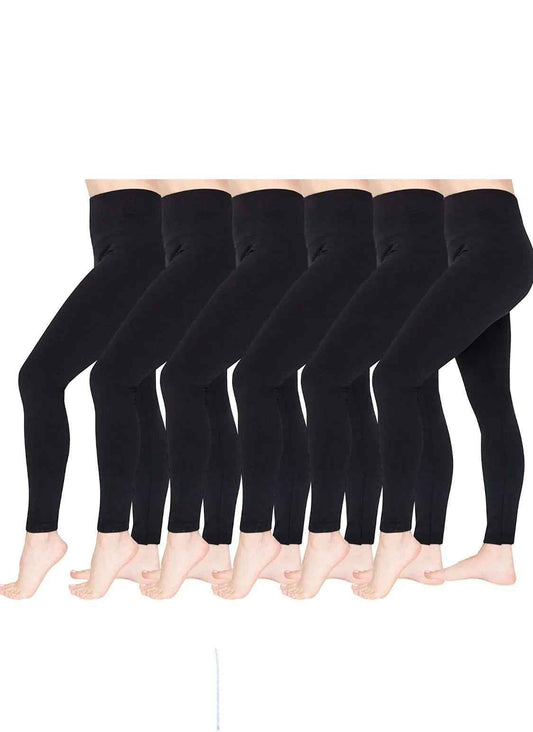 6 Pack Women Fleece Lined Leggings High Waist Stretchy warm Leggings one size
