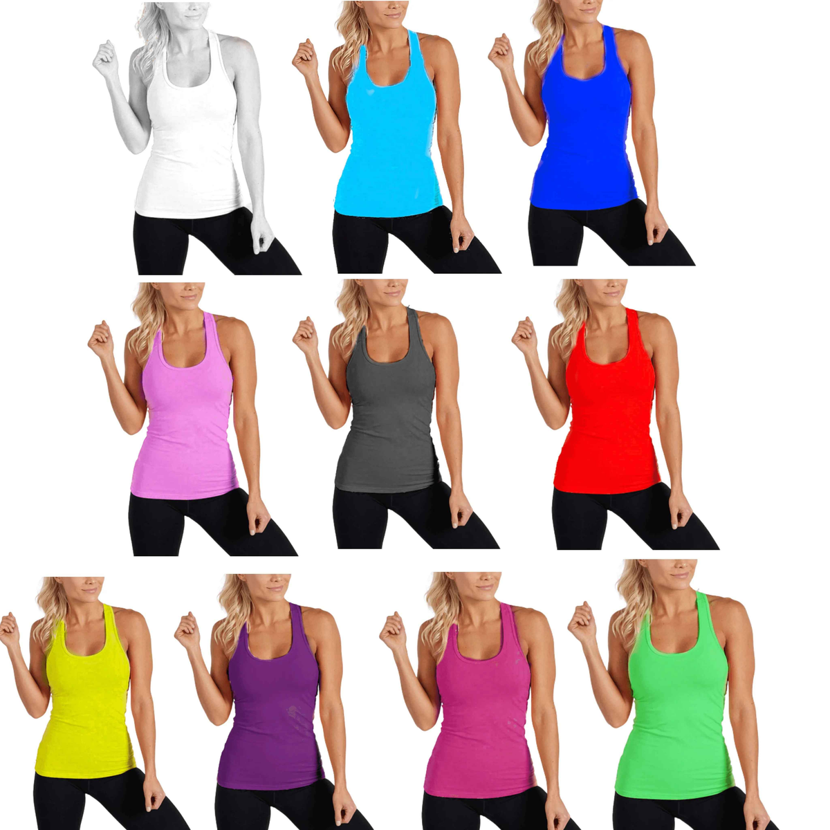 Draft 6 Pack Women's Solid Smooth Assorted Tank Tops (Copy)