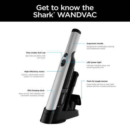 Shark WANDVAC Cordless Hand Vac, Black, WV201BK