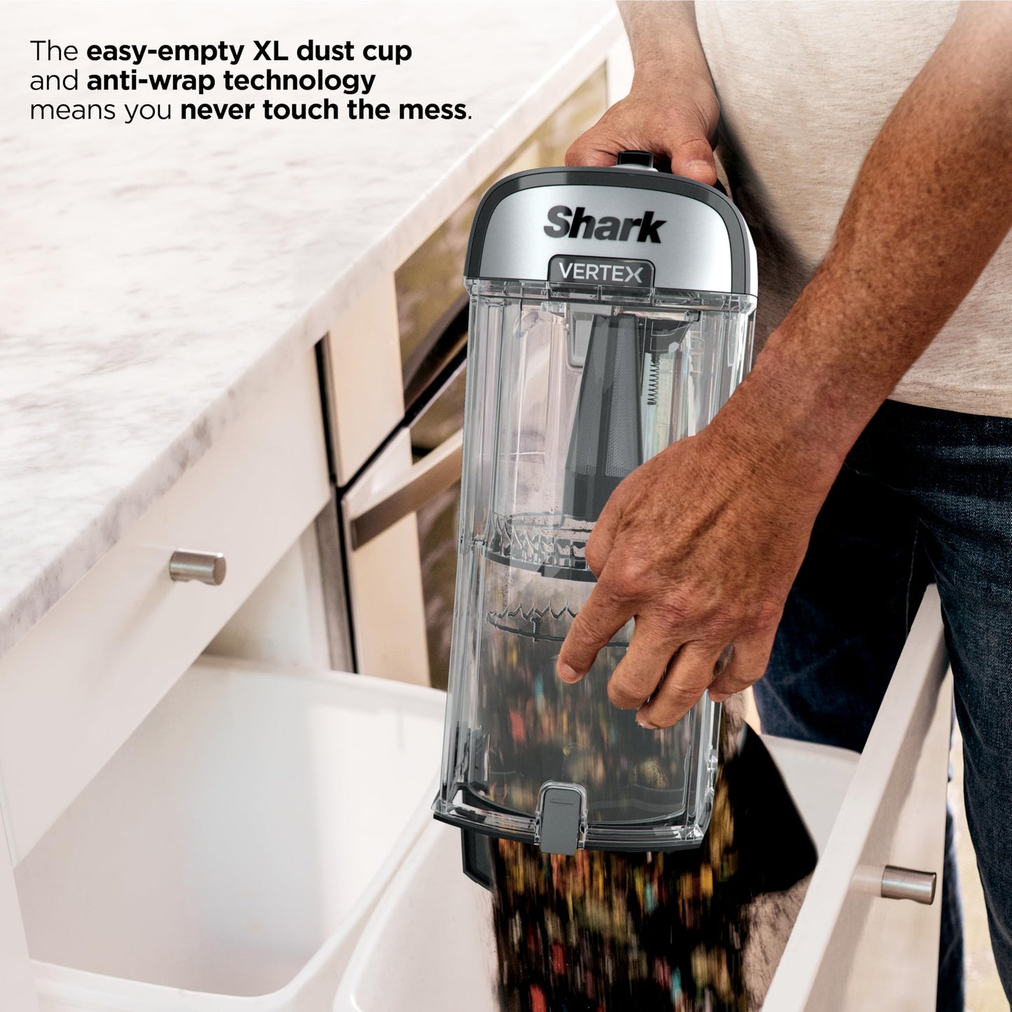 Shark AZ2002 Vertex Powered Lift-Away Upright Vacuum with DuoClean PowerFins, Self-Cleaning Brushroll, Large Dust Cup, Pet Crevice Tool, Dusting Brush & Power Brush, Silver/Rose Gold