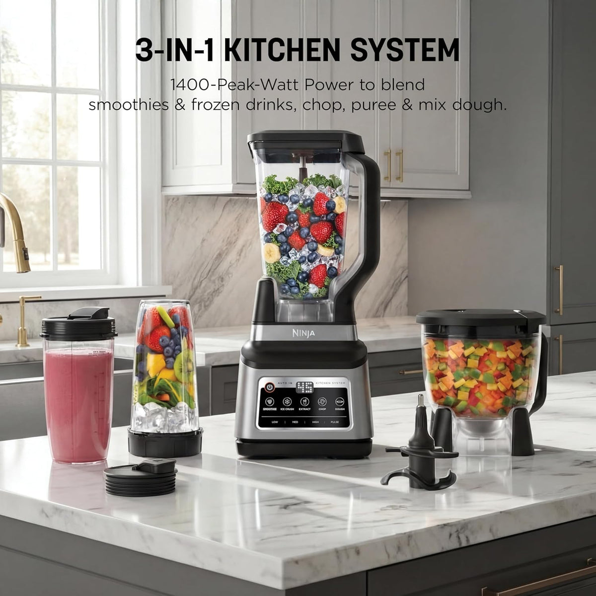 Ninja Professional Plus Kitchen System, 1400WP, Auto-iQ, Grey, BN801