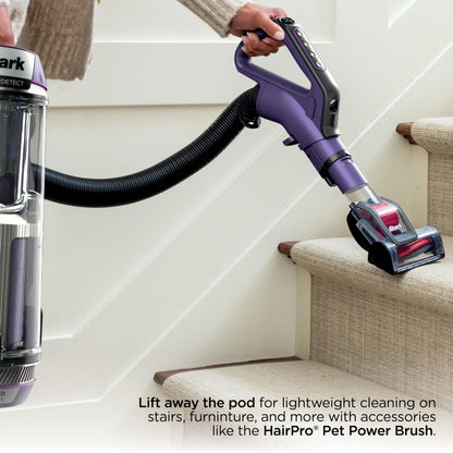 Shark AZ2002 Vertex Powered Lift-Away Upright Vacuum with DuoClean PowerFins, Self-Cleaning Brushroll, Large Dust Cup, Pet Crevice Tool, Dusting Brush & Power Brush, Silver/Rose Gold