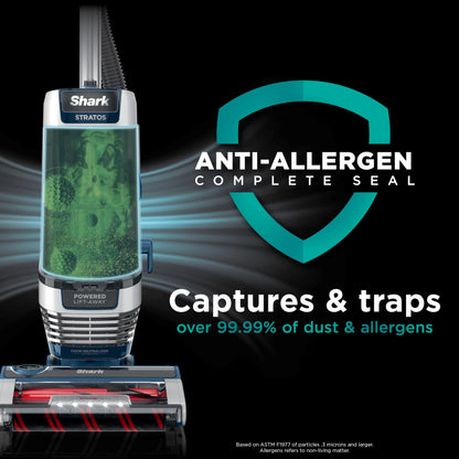 Shark AZ2002 Vertex Powered Lift-Away Upright Vacuum with DuoClean PowerFins, Self-Cleaning Brushroll, Large Dust Cup, Pet Crevice Tool, Dusting Brush & Power Brush, Silver/Rose Gold