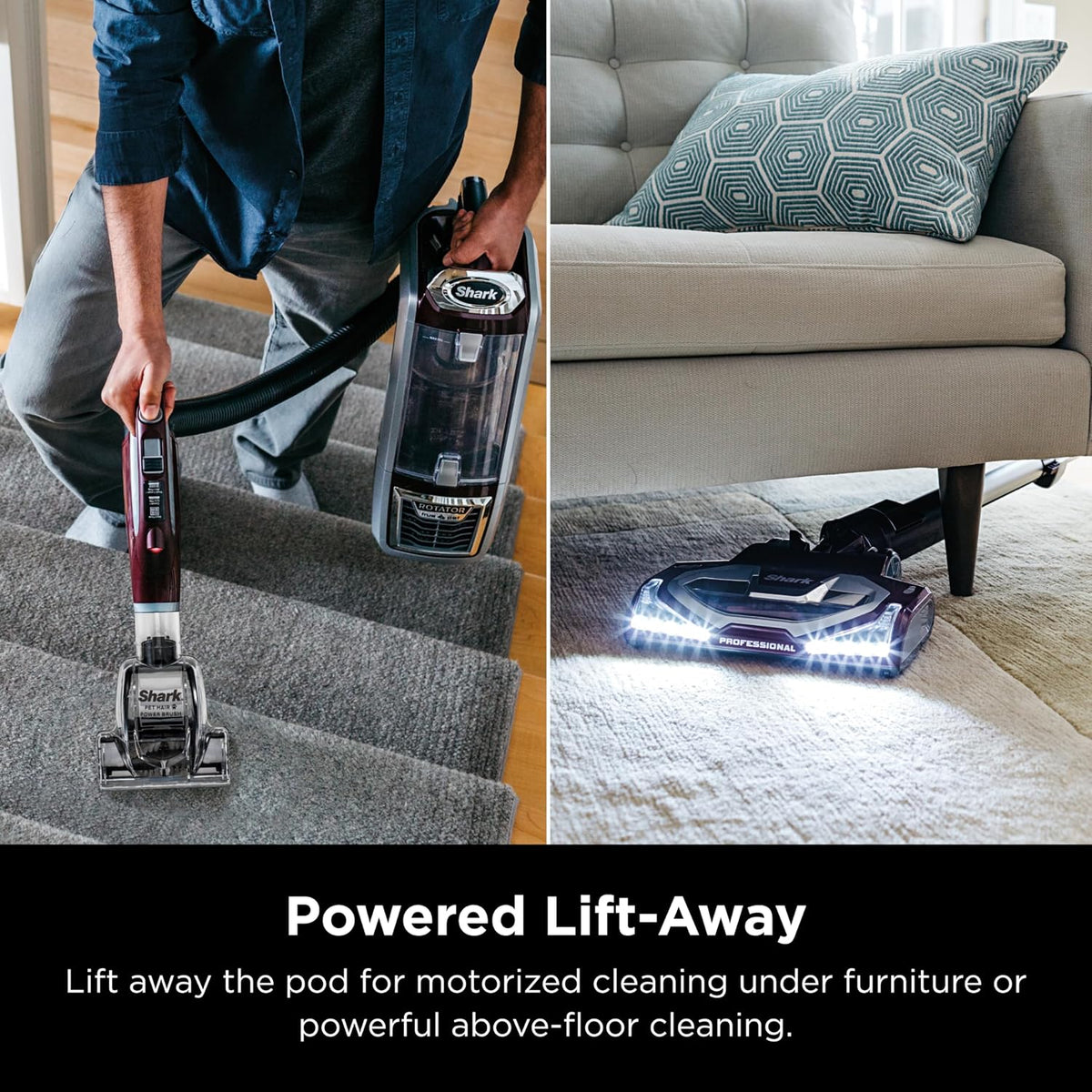 Shark NV752 Rotator Powered Lift-Away TruePet Upright Vacuum with HEPA Filter, Large Dust Cup Capacity, LED Headlights, Upholstery Tool, Perfect Pet Power Brush & Crevice Tool, Bordeaux