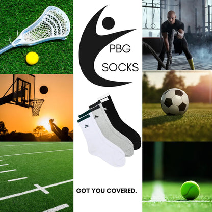 PBG Men's Socks 6 Pair Athletic performance MultiPack Activewear 10-13 HighSocks - PremiumBrandGoods
