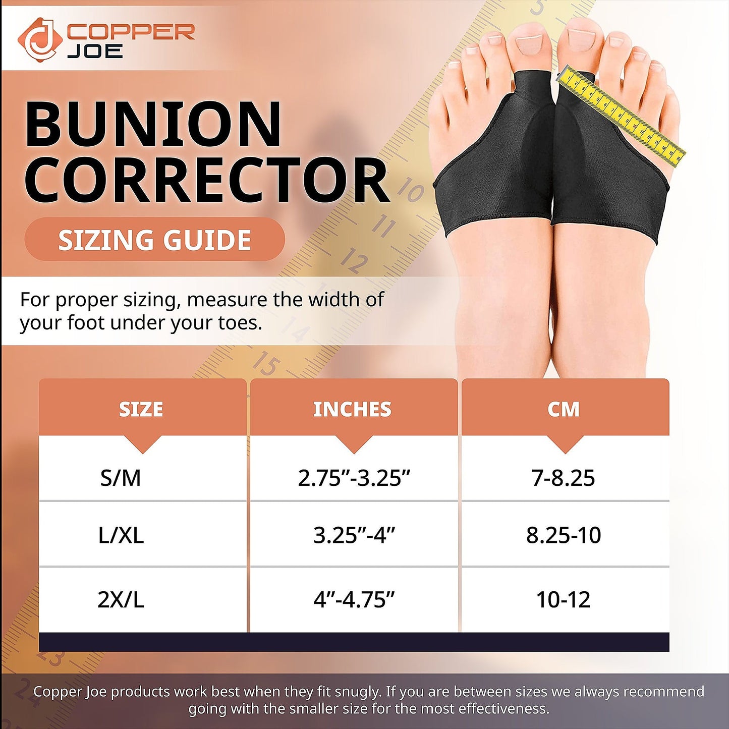 Copper Joe Foot Relief Bundle – Copper Infused Bunion Corrector & Arch Support Sleeves Set