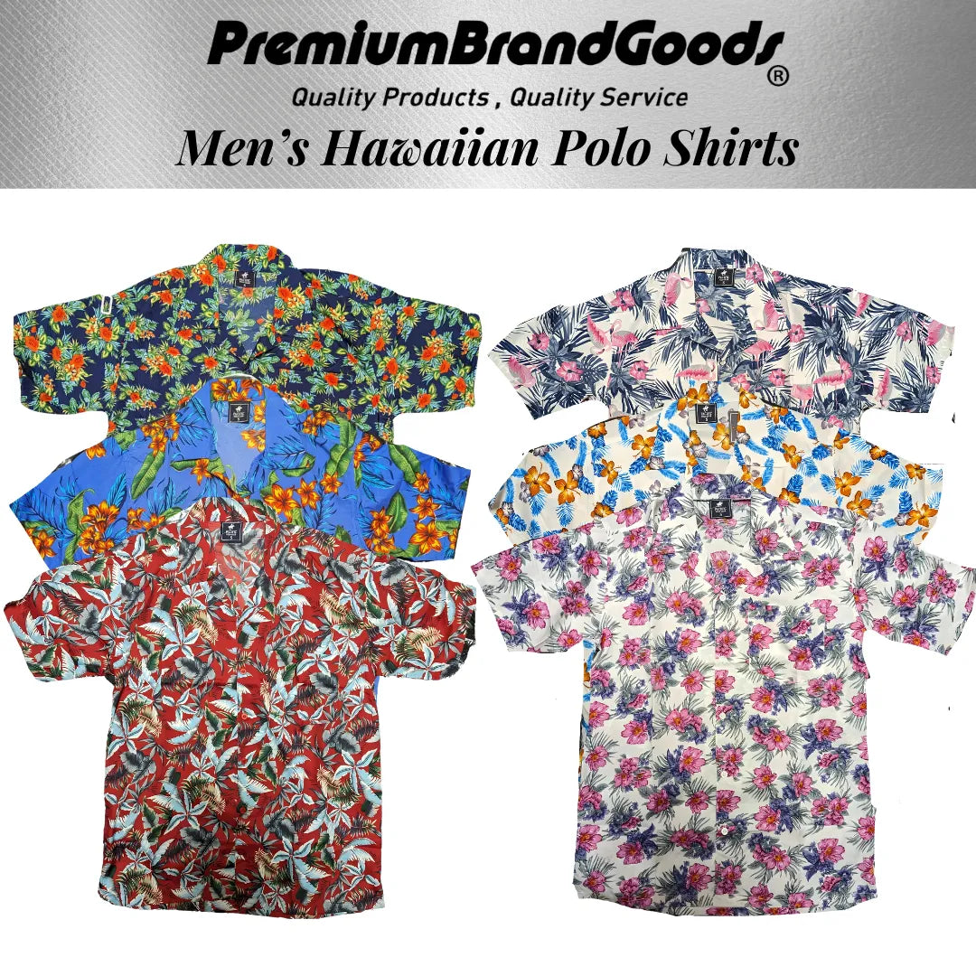 PBG Men's Hawaiian Polo Shirts 3 Pack - PremiumBrandGoods