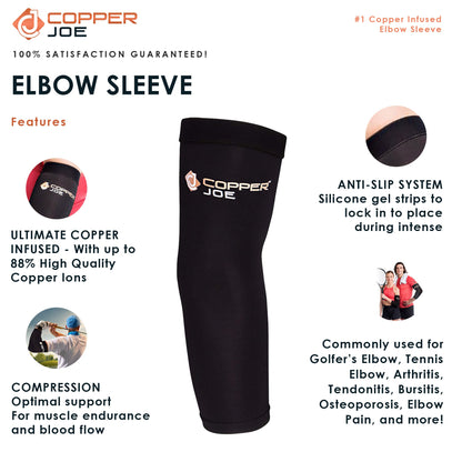 Copper Joe Elbow Compression Sleeve 2 Pack – Copper Infused