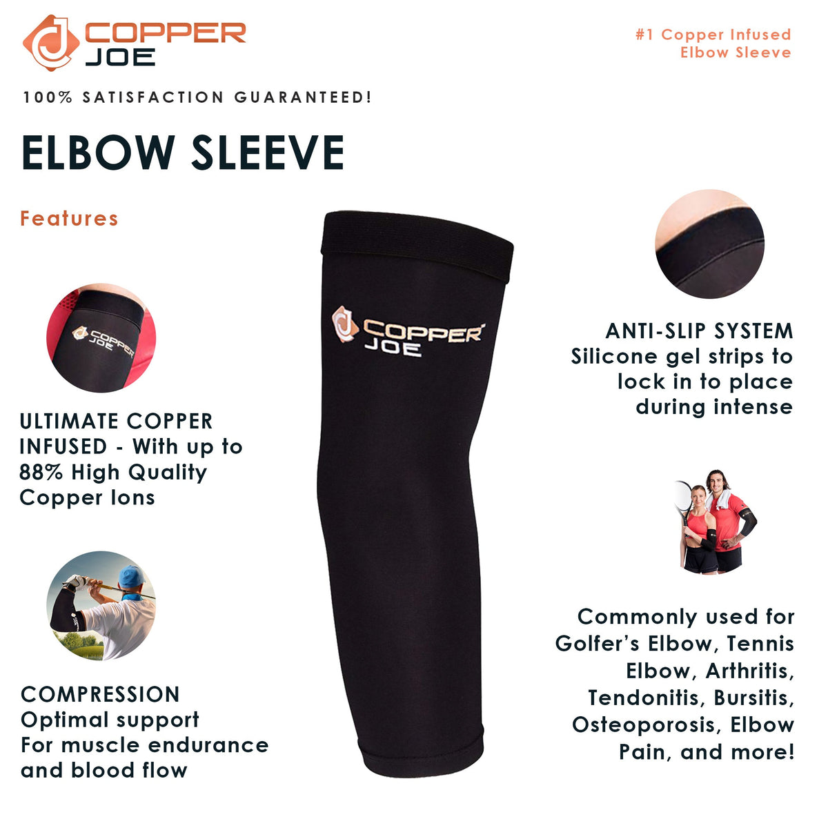Copper Joe Elbow Compression Sleeve – Copper Infused Support