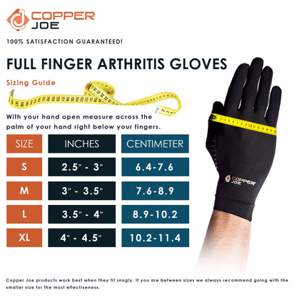 Copper Joe Full Finger Compression Gloves – Copper Infused