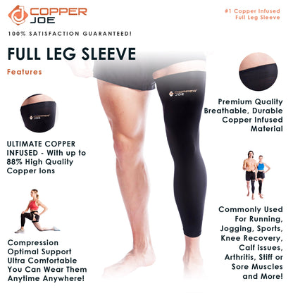 Copper Joe Full Leg Compression Sleeve – Copper Infused