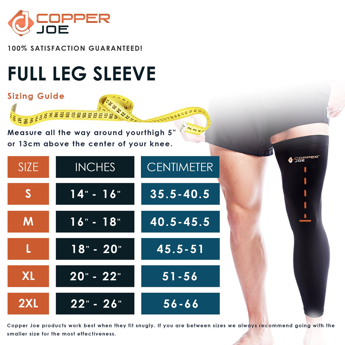 Copper Joe Full Leg Compression Sleeve – Copper Infused