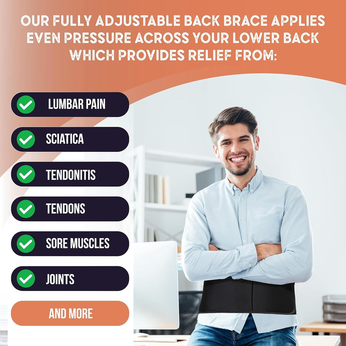 Copper Joe Lumbar Back Brace – Copper Infused Lower Back Support