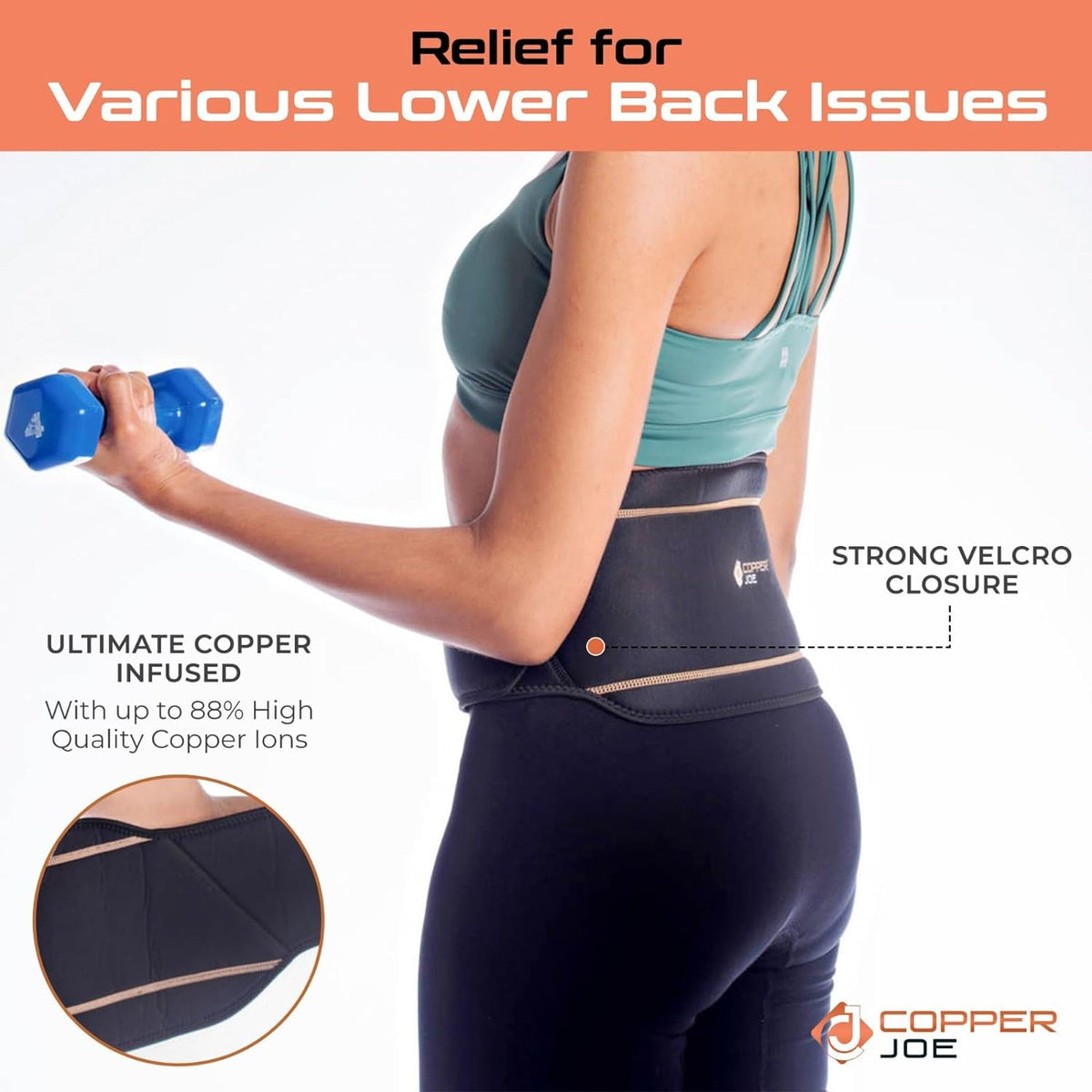 Copper Joe Lumbar Back Brace – Copper Infused Lower Back Support