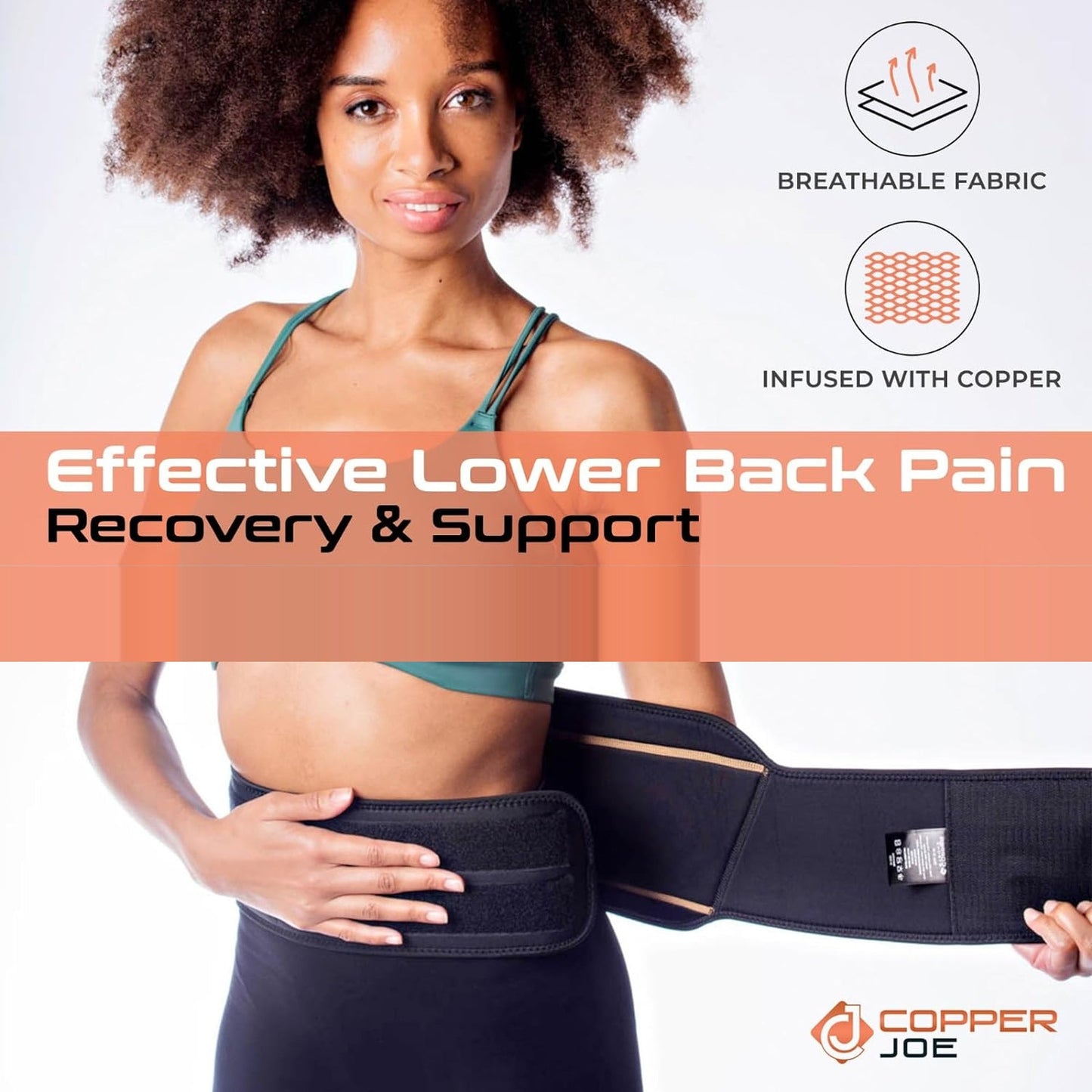 Copper Joe Lumbar Back Brace – Copper Infused Lower Back Support