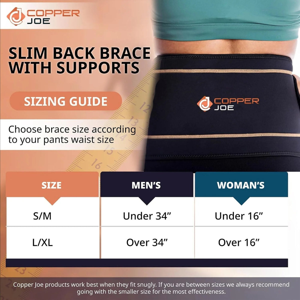 Copper Joe Lumbar Back Brace – Copper Infused Lower Back Support