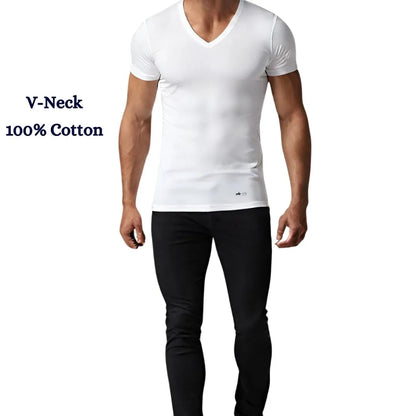 PBG 3 Pack Men's 100% Cotton White Tshirt V Neck Polo - PremiumBrandGoods