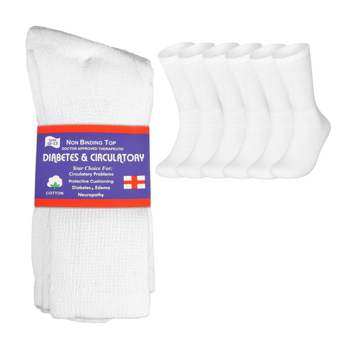 Lot 3 6 12 Pairs Men's Circulatory Diabetic Crew Socks Size 9-11 10-13 13-15 - PremiumBrandGoods