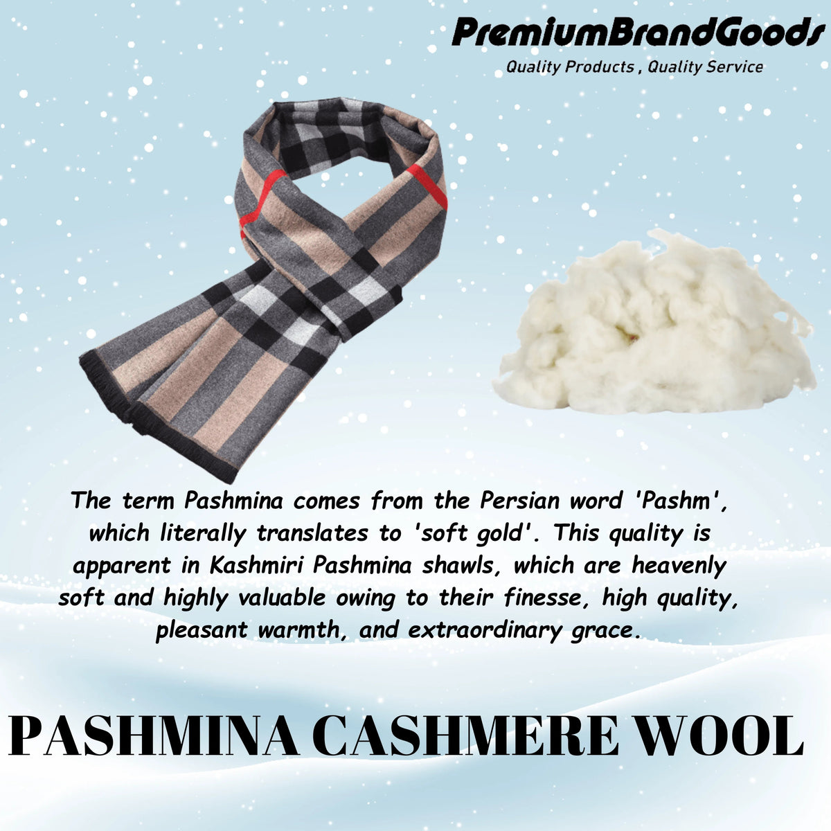 Plaid Soft Long Winter Scarfs Cozy 100% Cashmere Pashmina Wool - PremiumBrandGoods