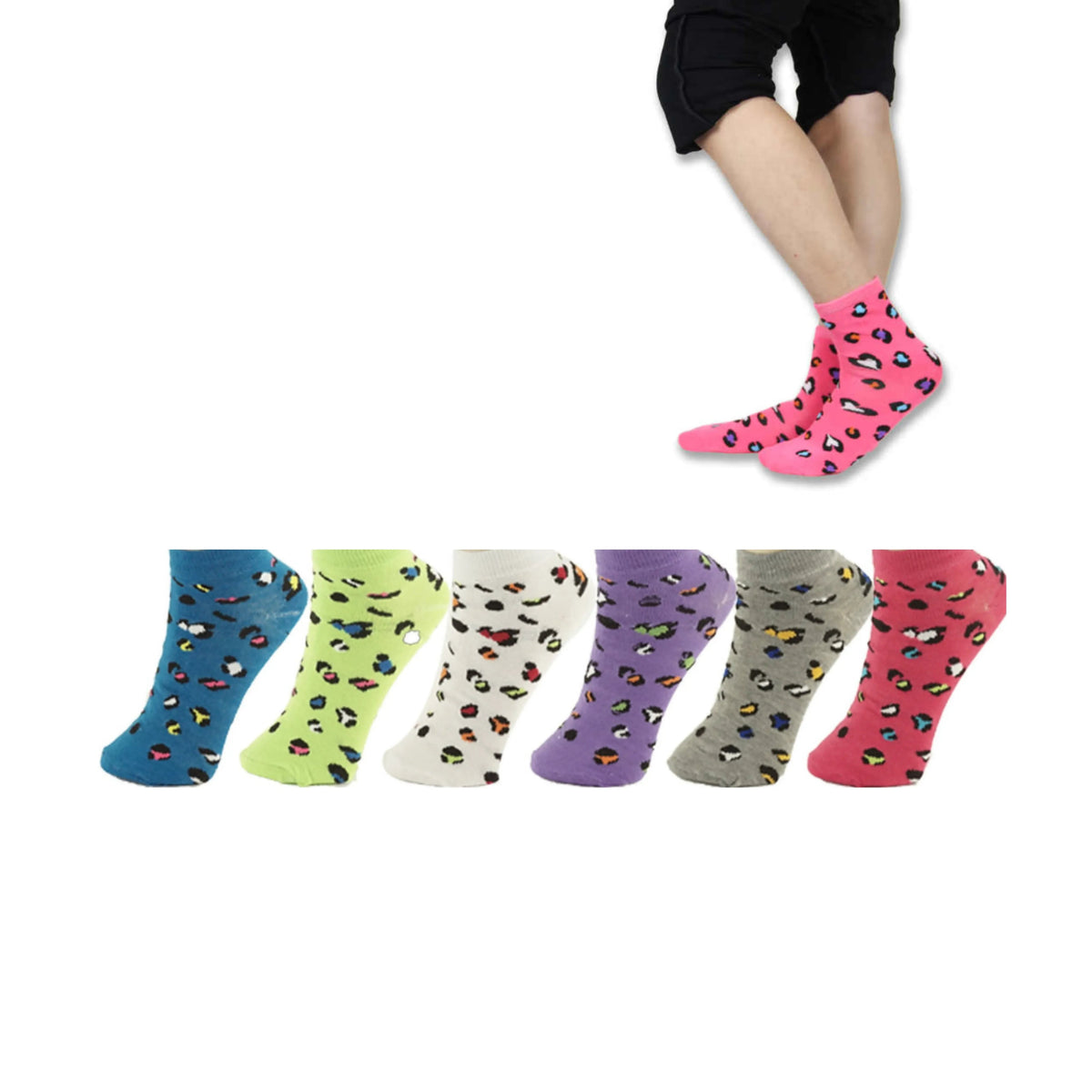 Womens Socks Stylish Cheetah Print 9-11 Assorted Pack - PremiumBrandGoods