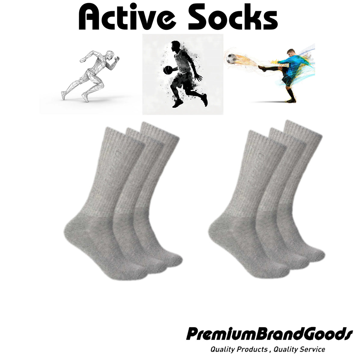 Men's Active Athlete Crew Socks 9-11 ,10-13 - PremiumBrandGoods