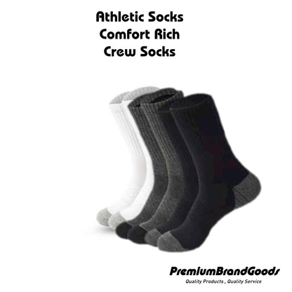 Men's Comfort Rich Crew Cushion Socks Athletic Active 10-13 3 Color Bundle - PremiumBrandGoods