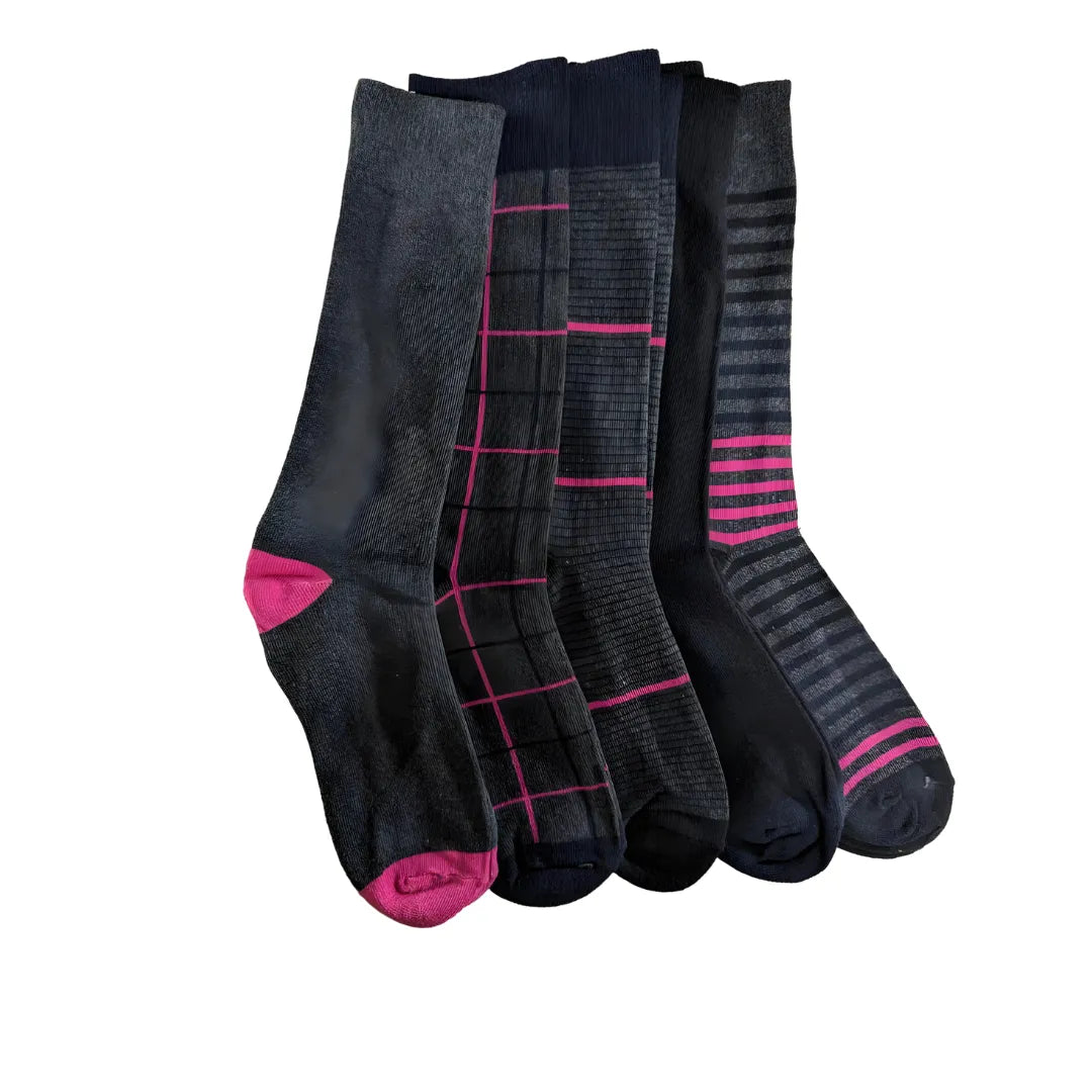 5 Pair Men's Casual/Dress Socks One Size Adults Fashionable Patterns - PremiumBrandGoods