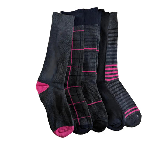 5 Pair Men's Casual/Dress Socks One Size Adults Fashionable Patterns - PremiumBrandGoods