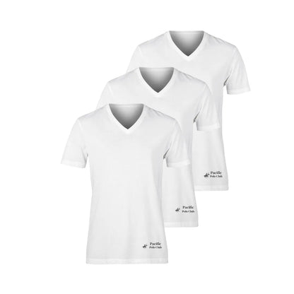 PBG 3 Pack Men's 100% Cotton White Tshirt V Neck Polo - PremiumBrandGoods