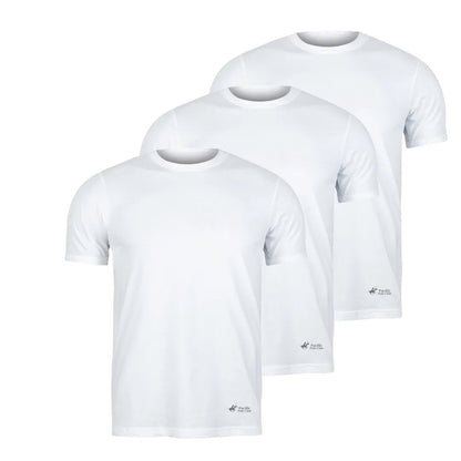 PBG 3 Pack Men's 100% Cotton White T-shirt Crew Neck Polo - PremiumBrandGoods