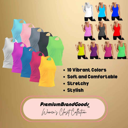 Draft 6 Pack Women's Solid Smooth Assorted Tank Tops (Copy)