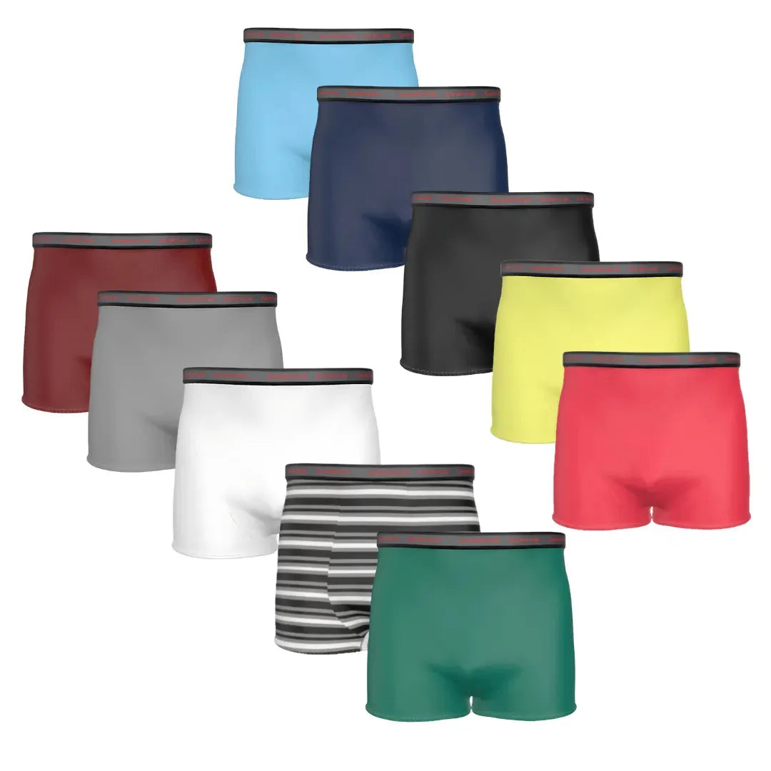 Men's 100% Cotton Boxers 9 Pack Stretch Waist Band Comfort Plus - PremiumBrandGoods