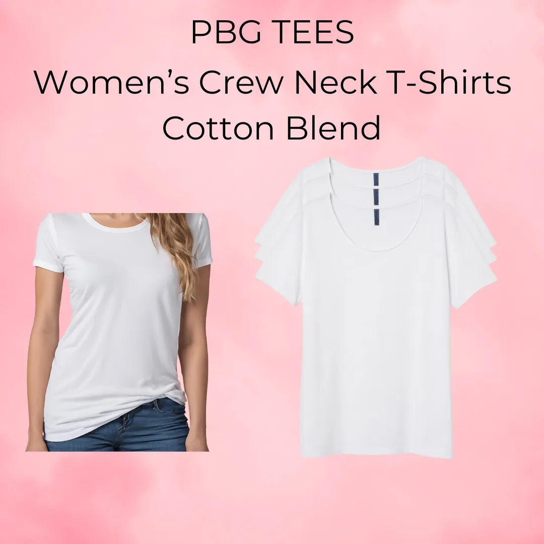Women's Crew T-shirt 3 Pack Cotton Blend White S-3X - PremiumBrandGoods