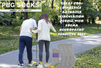 PBG 6 Pairs Physician-Approved Diabetic Compression Non Binding Socks for Men & Women, Multi-Color, 3 Sizes - PremiumBrandGoods