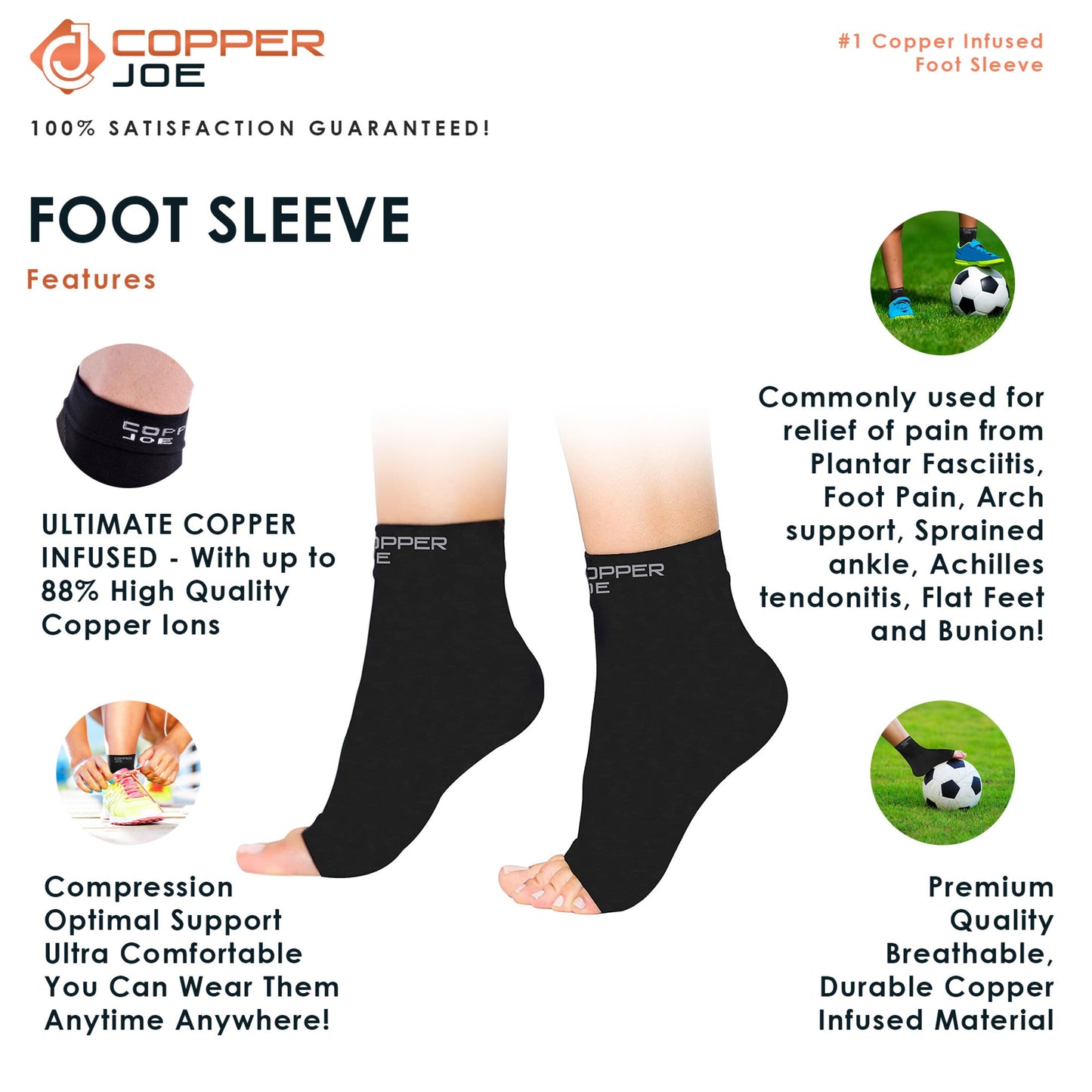 Copper Joe Ankle Compression Sleeve – Copper Infused Pair