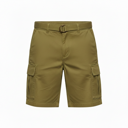 Men’s Casual Utility Cargo Shorts - Cotton Twill Casual Utility Shorts with Multi-Pockets and Adjustable Belt
