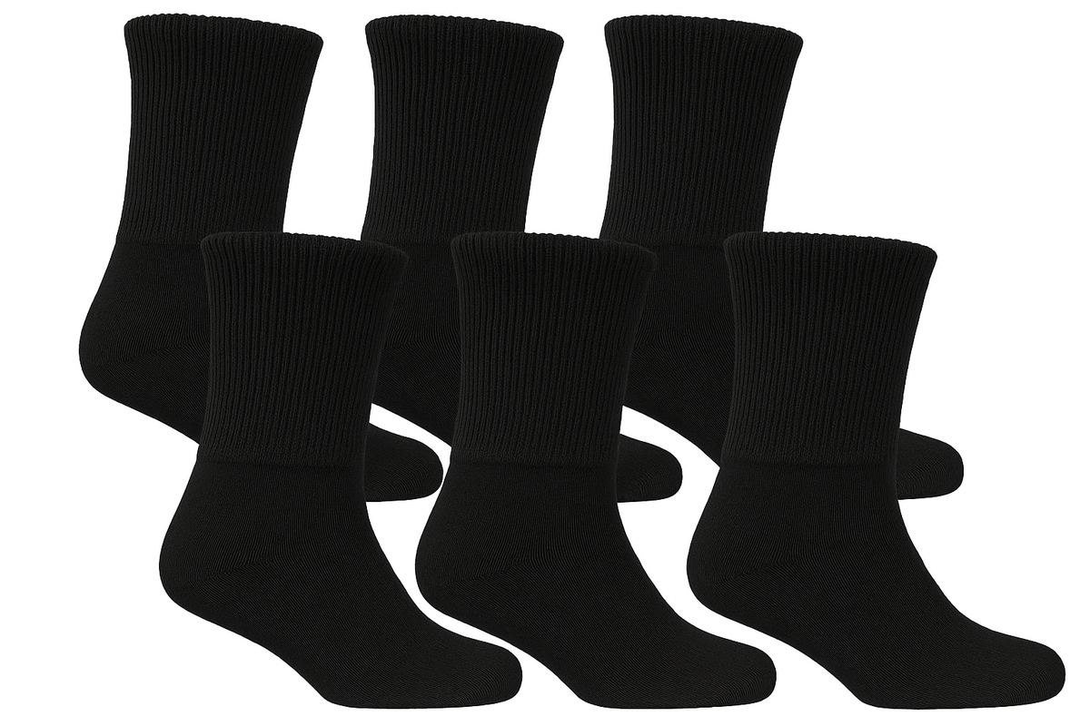 Black Diabetic Socks - 6 Pairs (Corrected)