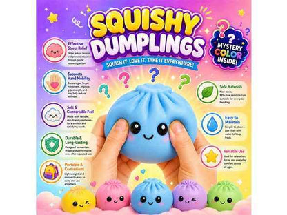 (Draft) Squishy Dumpling Stress Relief Toy - Slow Rise Squishy, Sensory Fidget, Mystery Box with Bamboo Basket