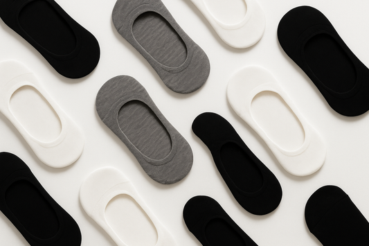 Flat lay - black, grey, white