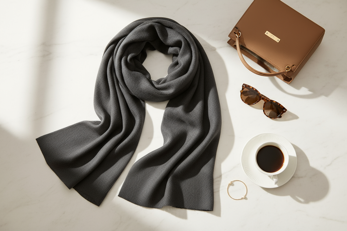Gray Scarf Flat Lay Styling