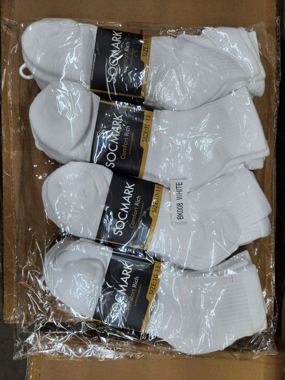 Men's White Athletic Ankle Socks - Size 9-13 - 3 Pair Pack
